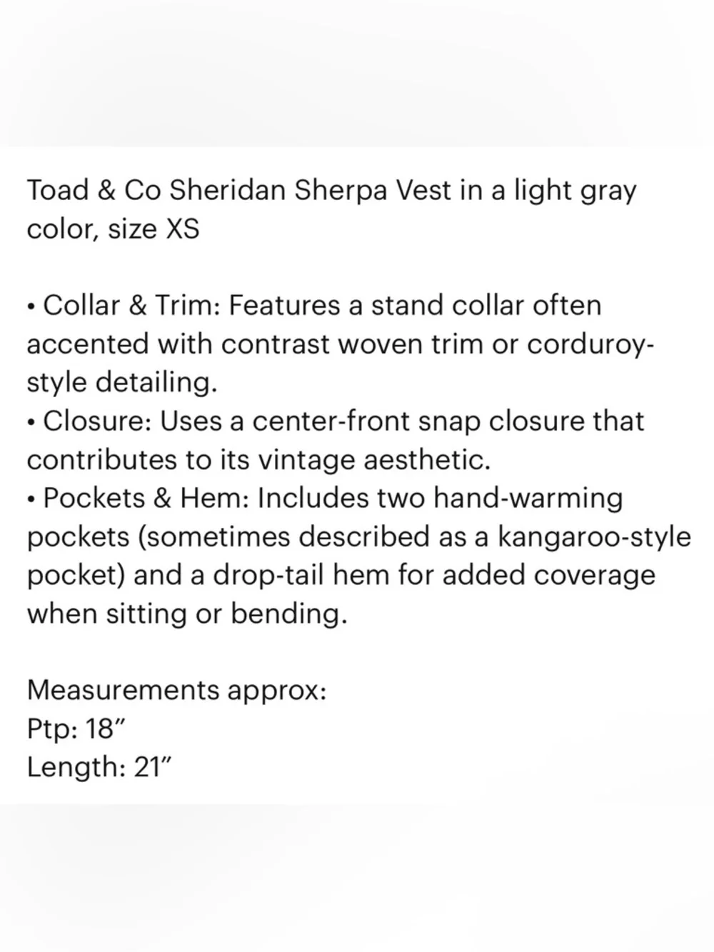 Toad&Co Sheridan Telluride Heritage Sherpa Vest - Picture 10 of 11